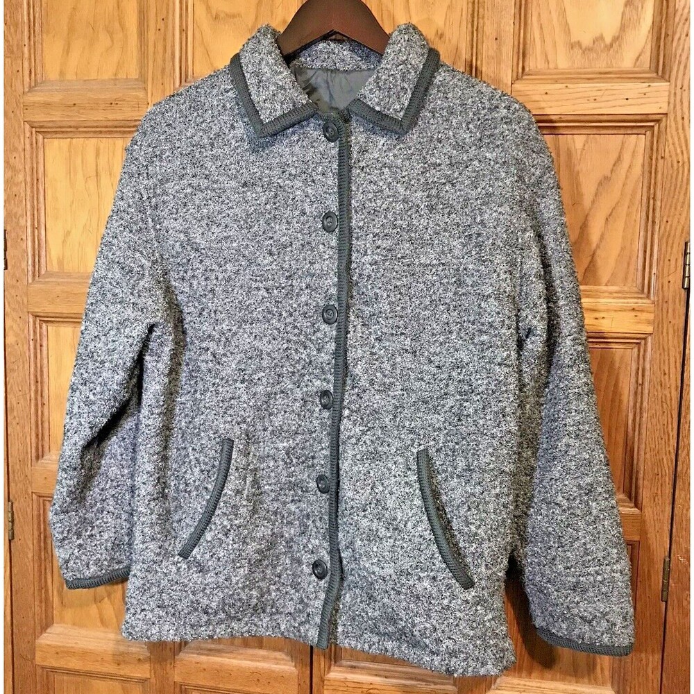 Braetan Reversible Button Front Gray Jacket Womens S Marled Fleece & Windbreaker